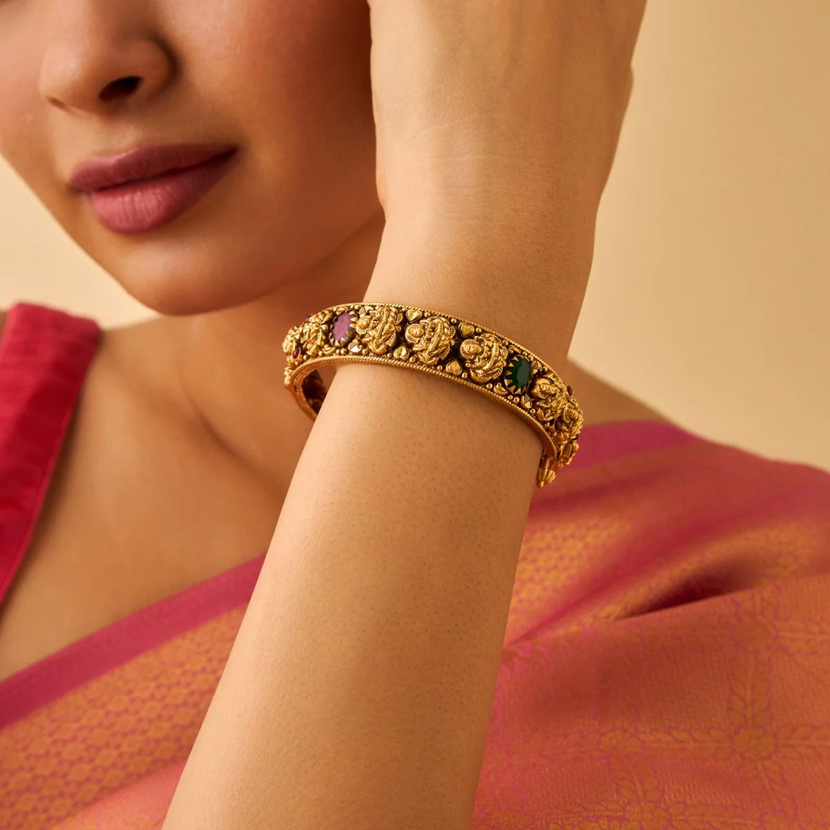 Silver Temple Bangle 177370 - Image 2