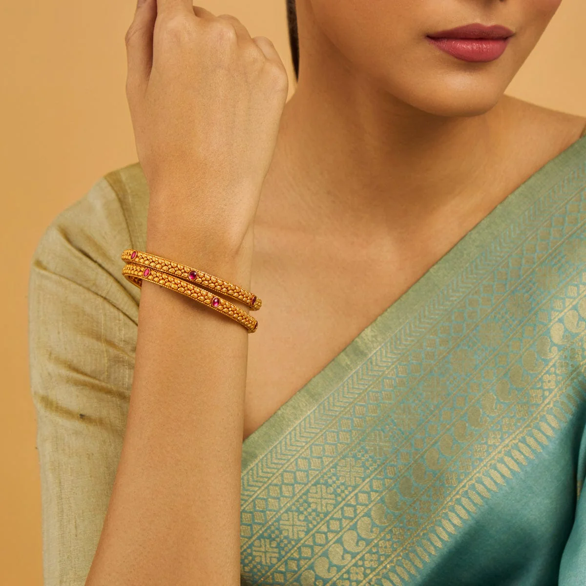 Silver Temple Bangle 180413 - Image 2
