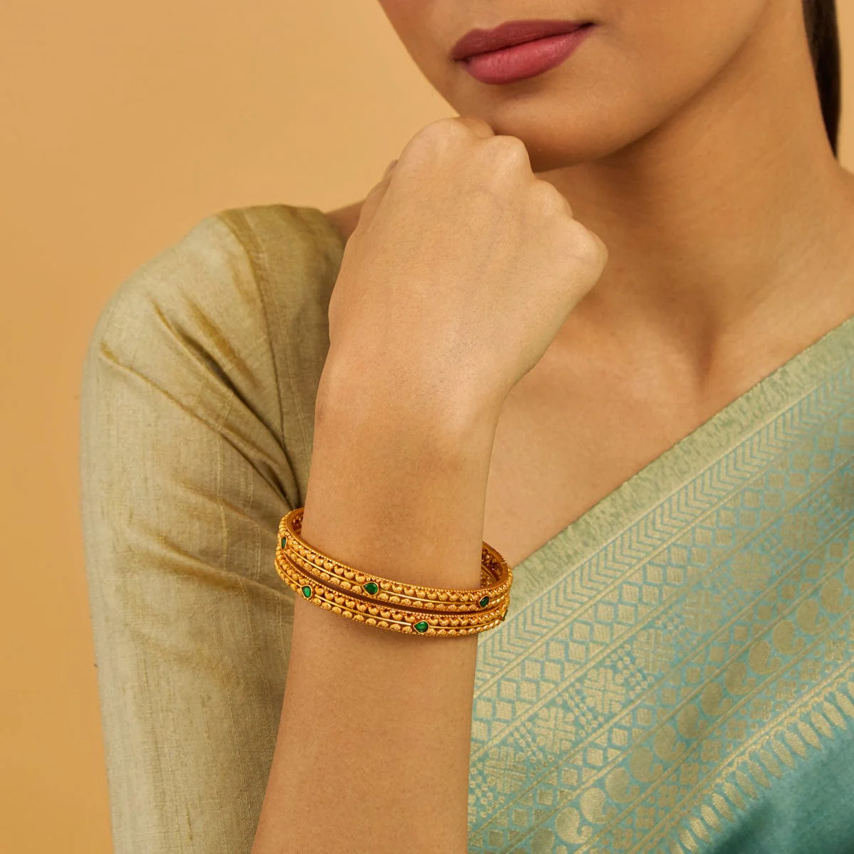 Silver Temple Bangle 180414 - Image 2