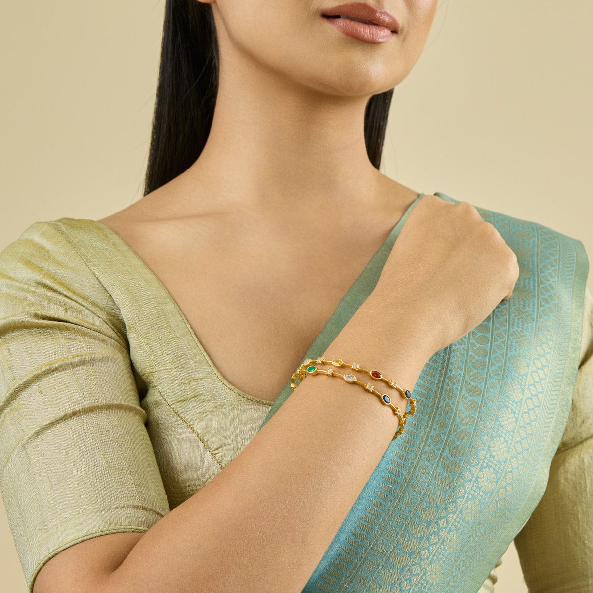Silver Temple Bangle 185439 - Image 2
