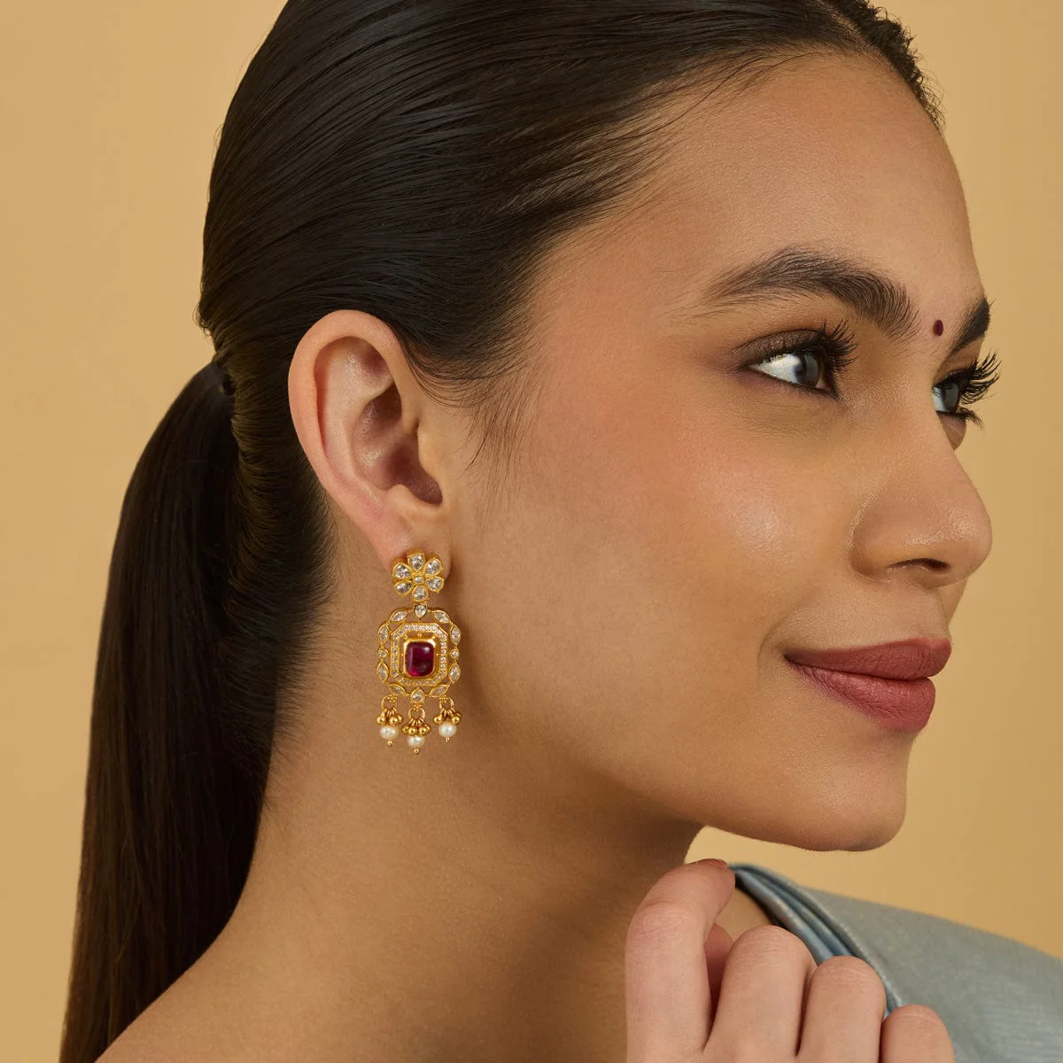 Silver Temple Earring 174345 - Image 3