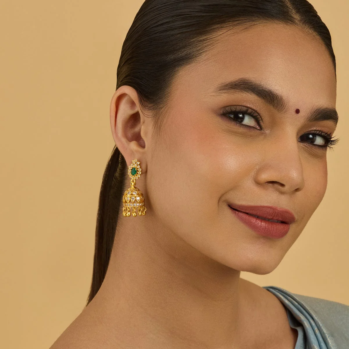 Silver Temple Earring 180407 - Image 2