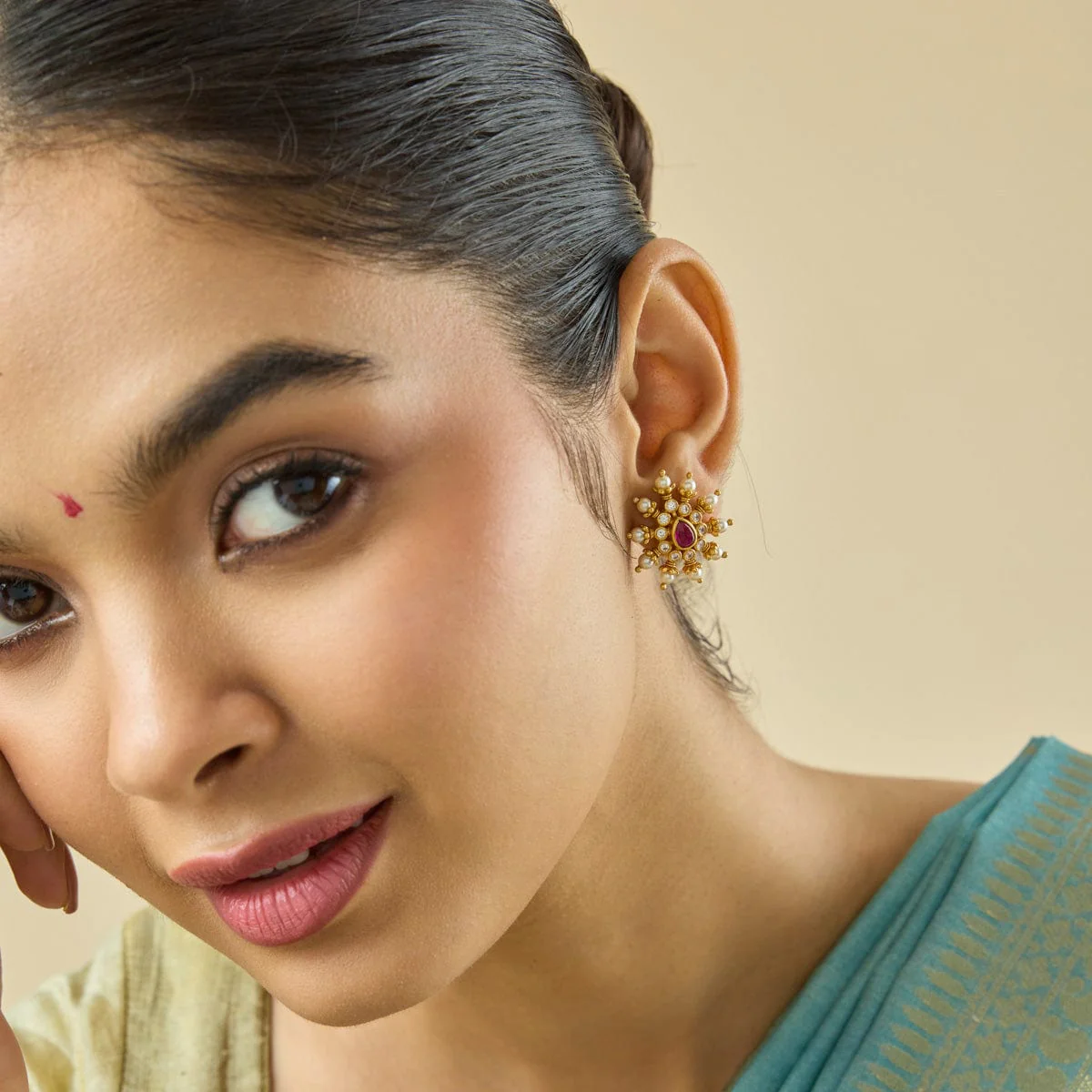 Silver Temple Earring 182398 - Image 3