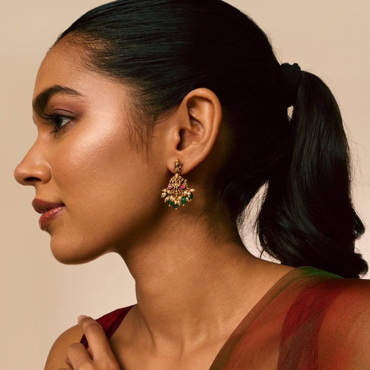Silver Temple Earring 190494 - Image 3