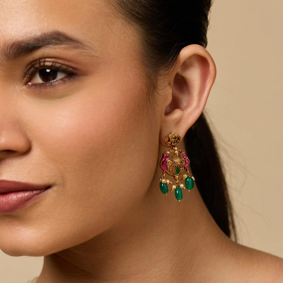 Silver Temple Earring 190495 - Image 3