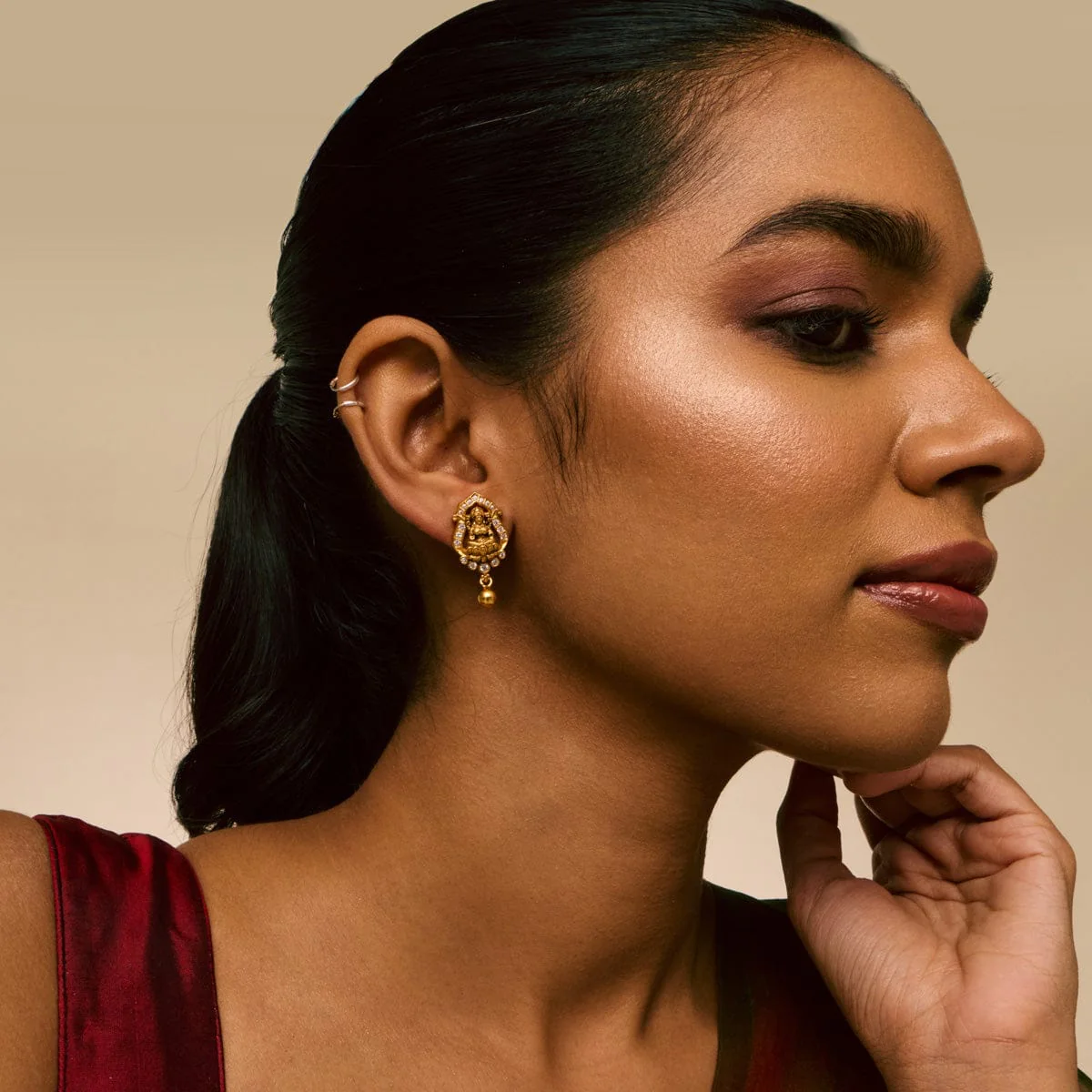 Silver Temple Earring 190564 - Image 3