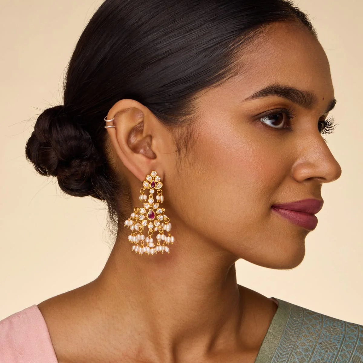 Silver Temple Earring 190845 - Image 3