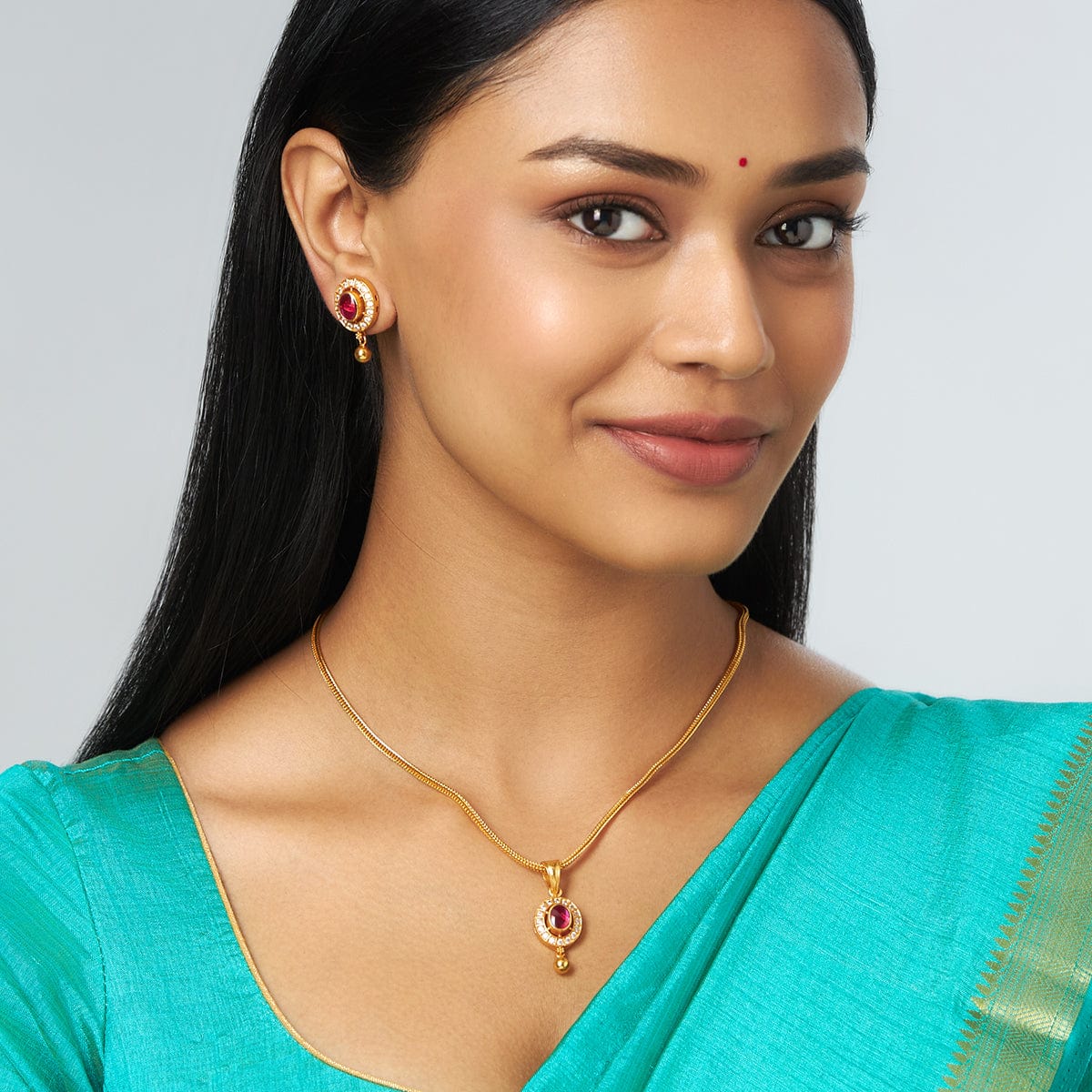 Silver Temple Pendant Earring 146970 - Image 2