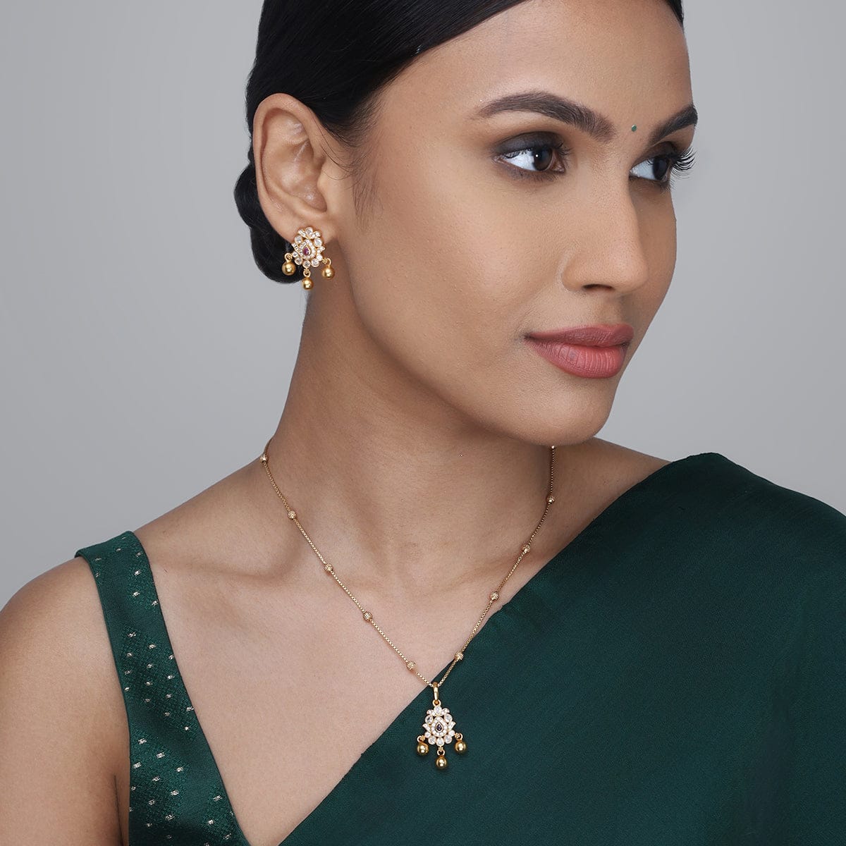 Silver Temple Pendant Earring 158344 - Image 2