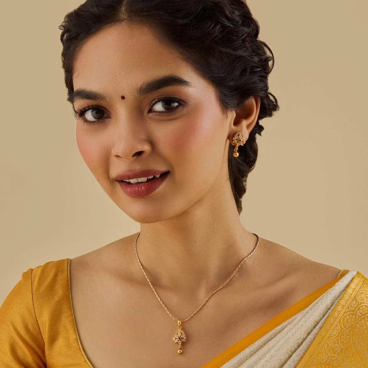 Silver Temple Pendant Earring 173390 - Image 2