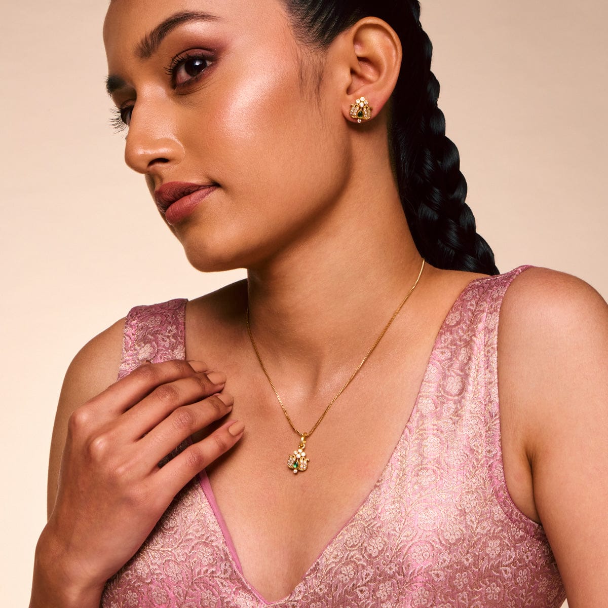 Silver Temple Pendant Earring 178135 - Image 4
