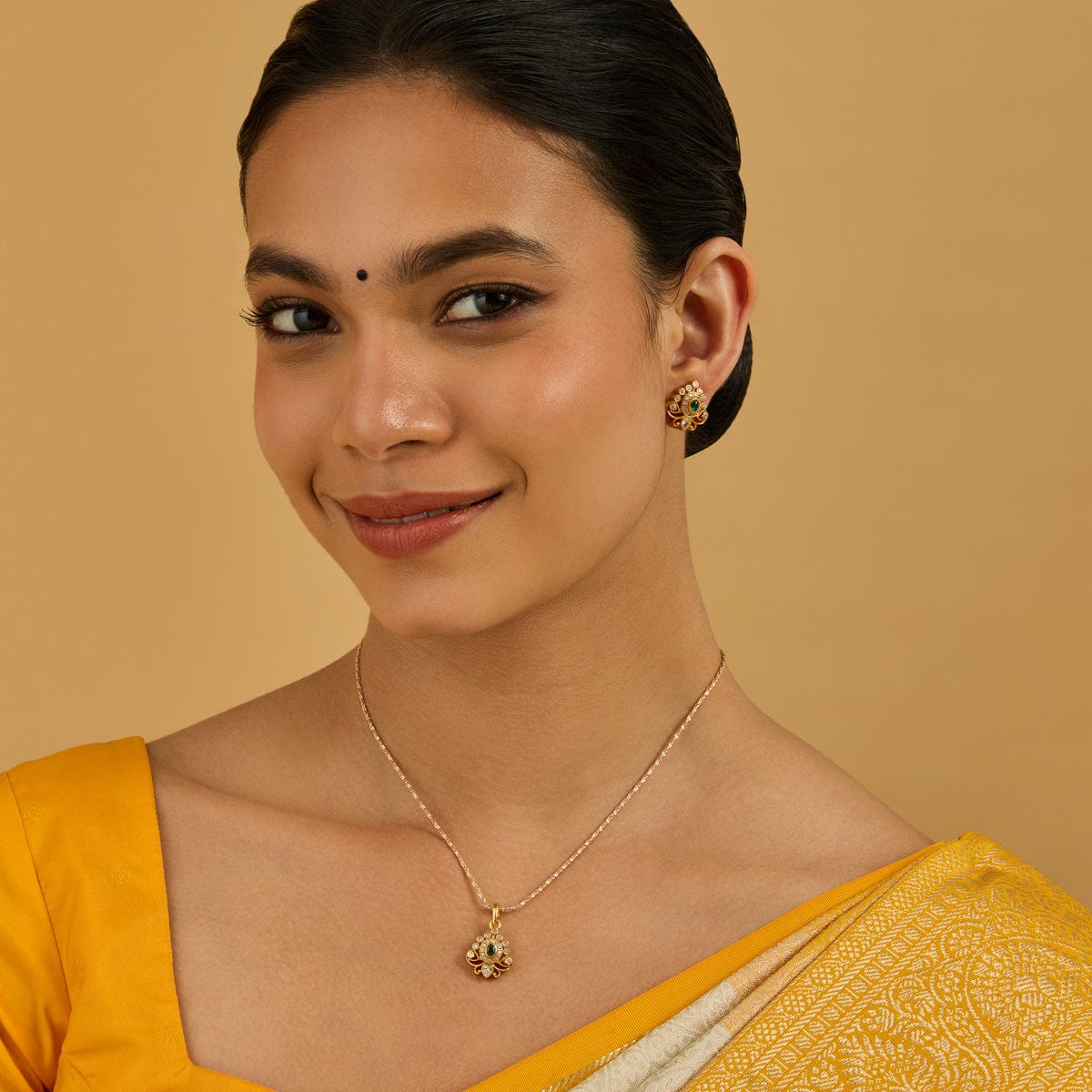 Silver Temple Pendant Earring 178137 - Image 2