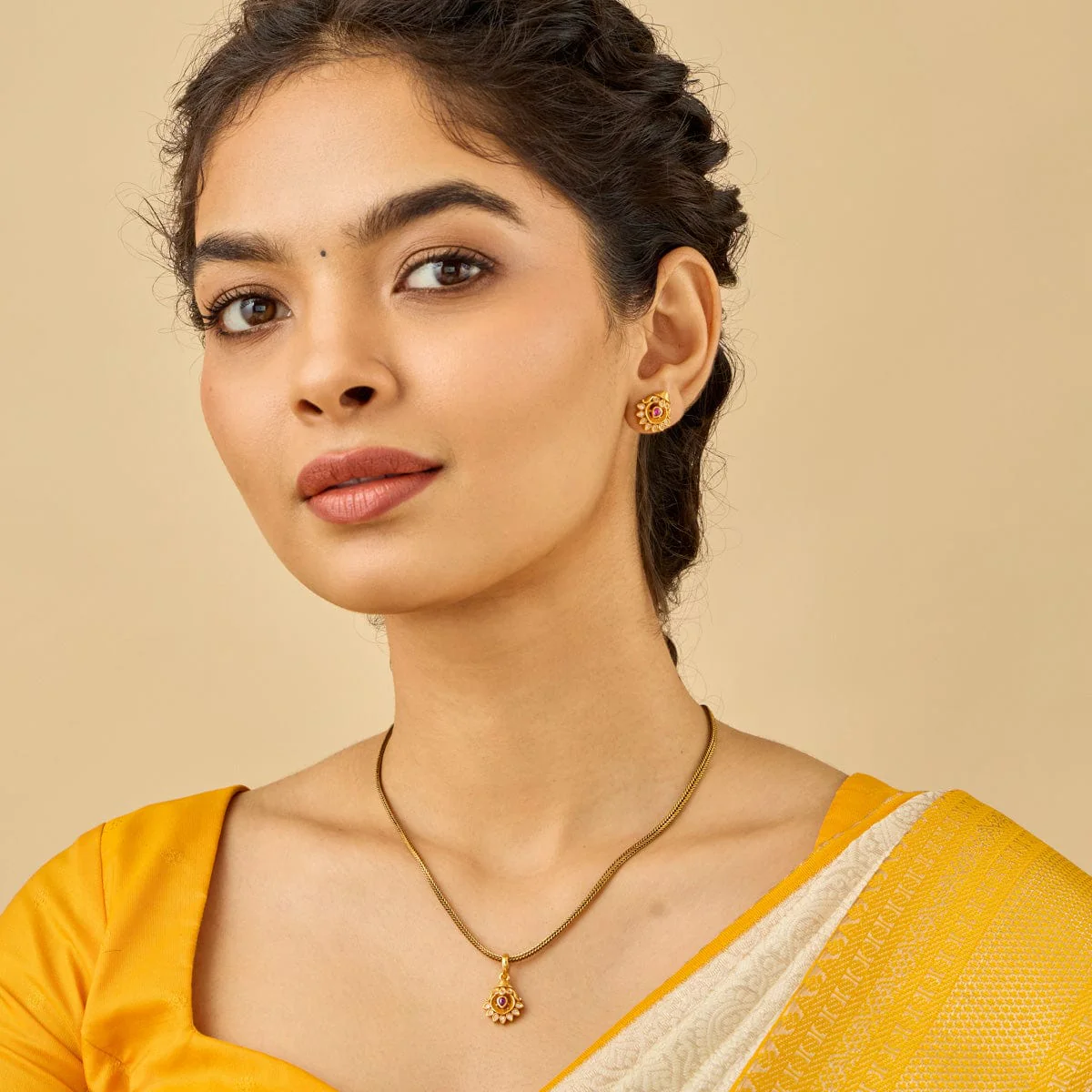 Silver Temple Pendant Earring 185406 - Image 3